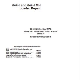 John Deere 644H and 644H MH Loader Repair Technical Manual