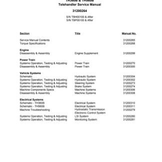 Caterpillar Cat TH360B TH560B Telehandler Service Manual