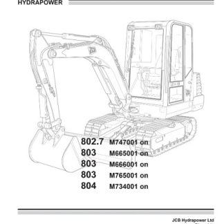 JCB 802.7, 803, 804 Mini Crawler Excavator Service Manual