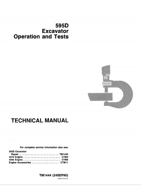 John Deere 595D Excavator Operation and Tests Technical Manual