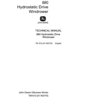 John Deere 880 Hydrostatic Drive Windrower Technical Manual