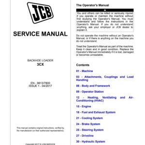 JCB 3CX Backhoe Loader Service Manual