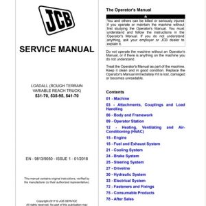 JCB 531-70, 535-95, 541-70 LOADALL Service Manual PDF