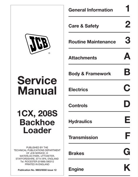 JCB 1CX, 208S Backhoe Loader Service Manual