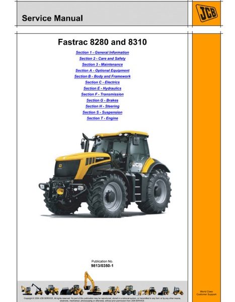 JCB 8280, 8310 Fastrac Service Manual