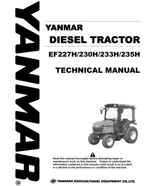 Yanmar Diesel Tractor EF227H, EF230H, EF233H, EF235H Service Manual