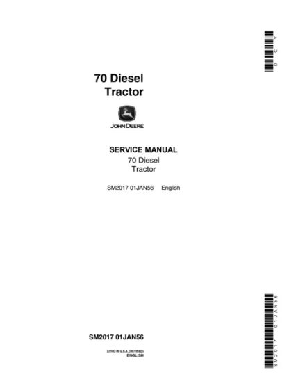 John Deere 70 Diesel Tractor Service Manual