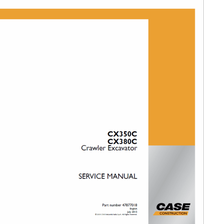 Case CX350C, CX380C Crawler Excavator Service Manual PDF