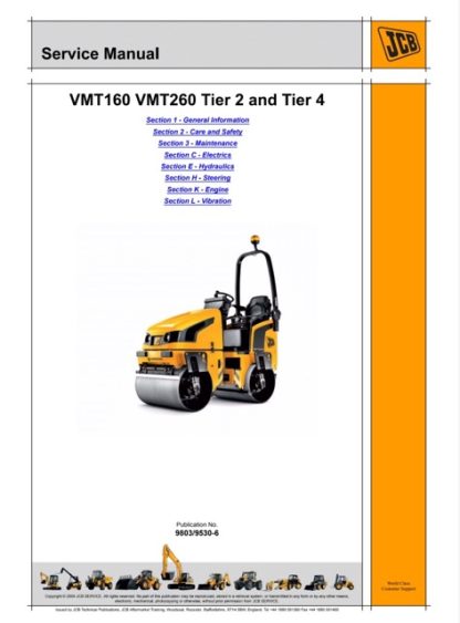 JCB VMT160 , VMT260 Tier 2 and Tier 4 Roller Service Manual