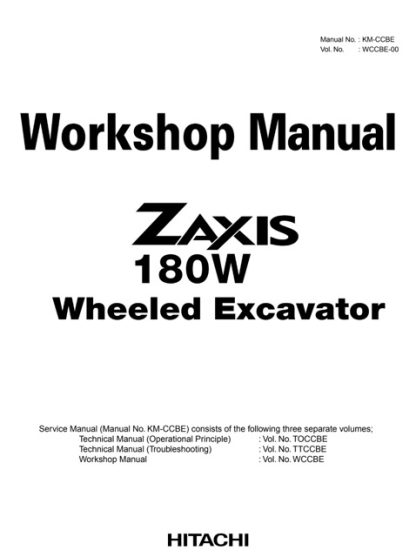 Hitachi Zaxis 180W Wheeled Excavator Workshop Manual